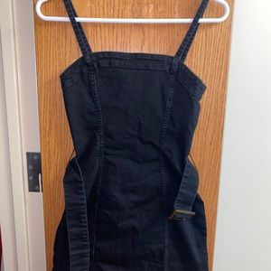 Black denim mini dress